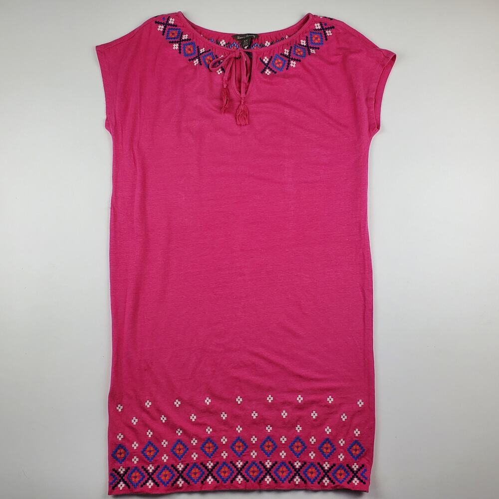 Tommy Bahama Embroidered Dress Swim Cover Tie Neck Pink Sz S - Picture 1 of 9